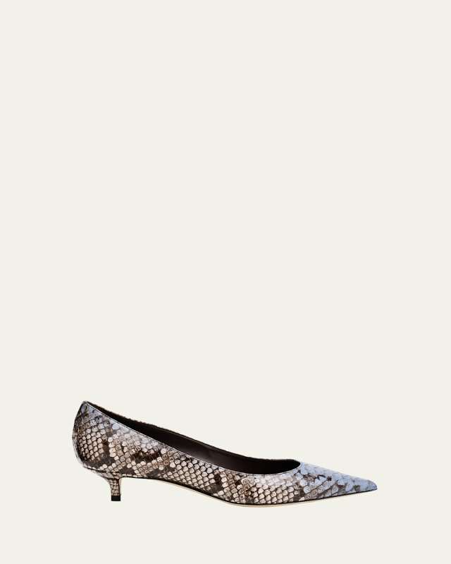 Amelia Snake-Printed Leather Pumps